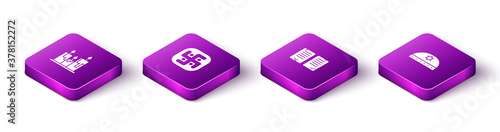 Set Isometric Burning candles, Jainism, The commandments and Jewish kippah with star of david icon. Vector.