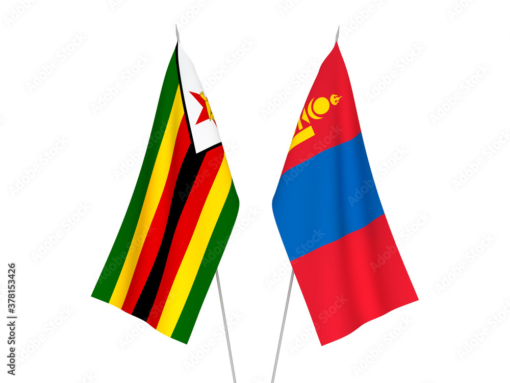 Zimbabwe and Mongolia flags