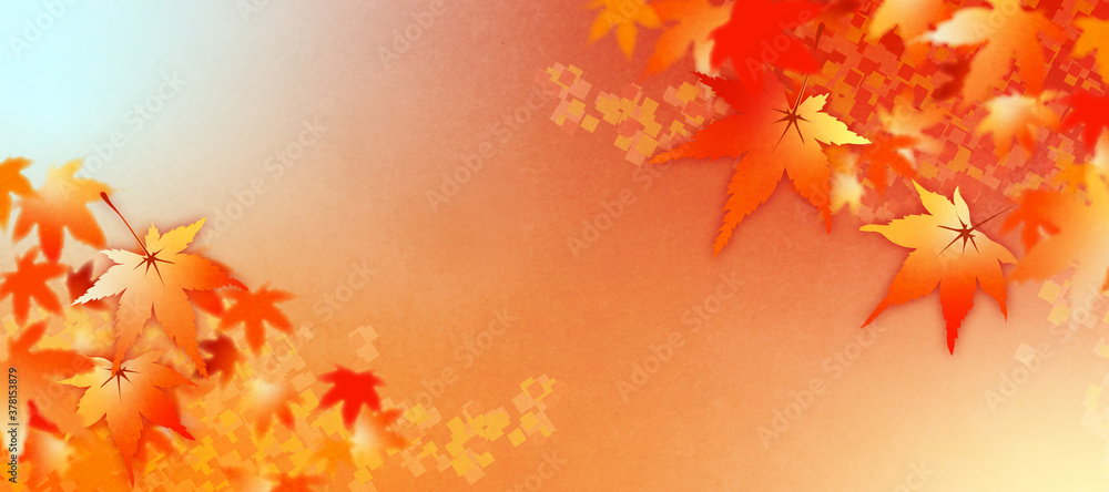 Fototapeta premium 紅葉をデザインした秋のイメージの背景素材