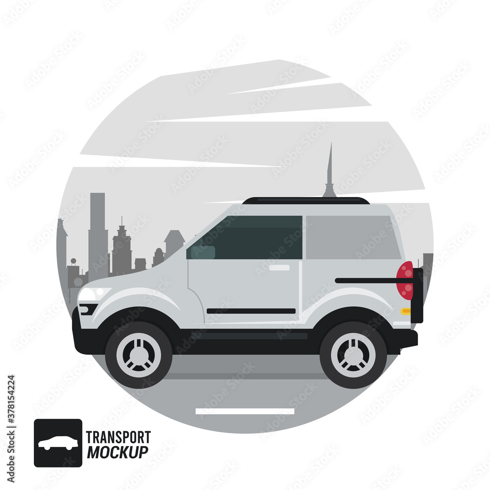 Obraz premium mockup car color white isolated icon