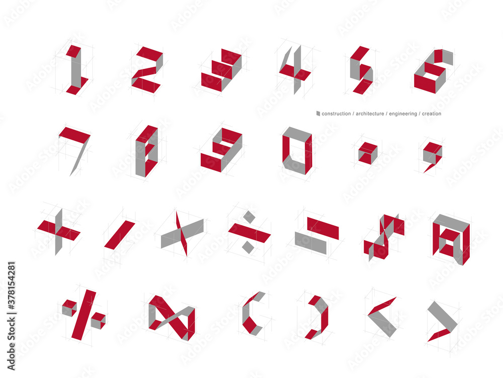 Obraz Number and Symbol design concept by construction and architecture vector illustration EPS 10
