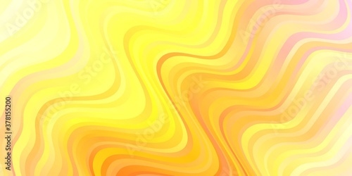 Light Red, Yellow vector background with bent lines.