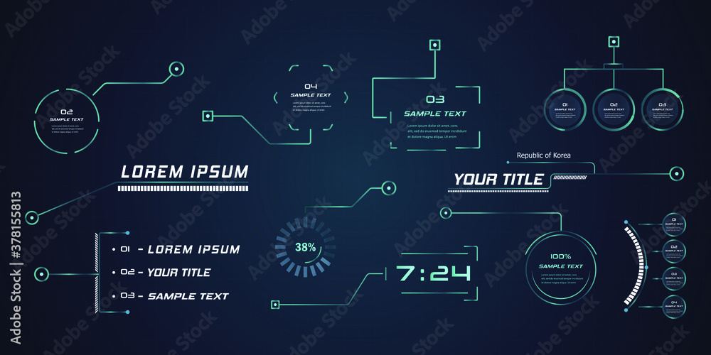 Futuristic style leader callout HUD. Modern digital templates applicable for frame layout. Information calls and arrows. Futuristic hud frame red and blue png.	