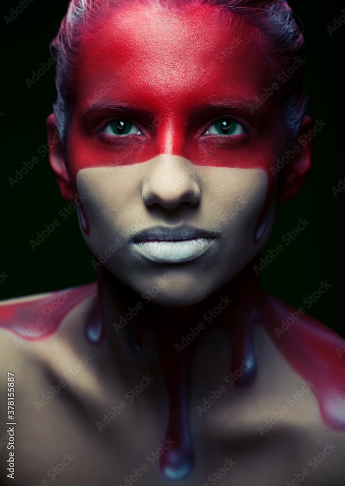 creative face-art young woman creative face-art young woman