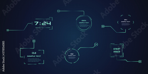 Futuristic style leader callout HUD. Modern digital templates applicable for frame layout. Information calls and arrows. Futuristic hud frame red and blue png.	