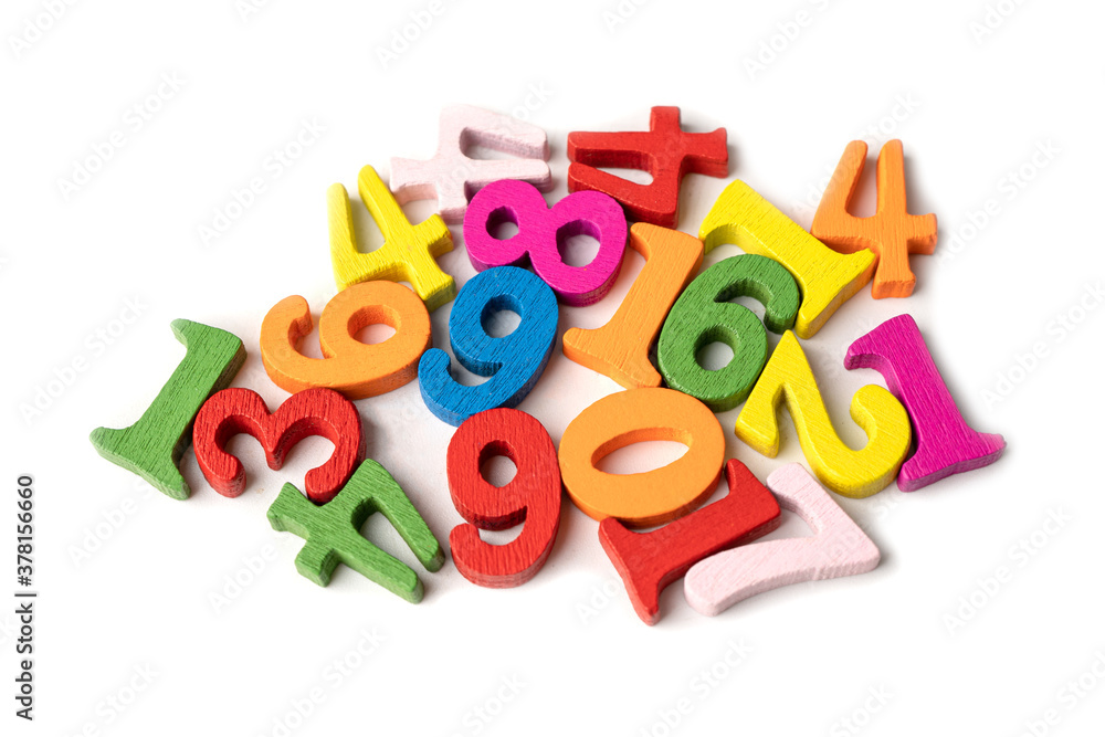 Math Number colorful on white background, education study mathematics learning teach concept.