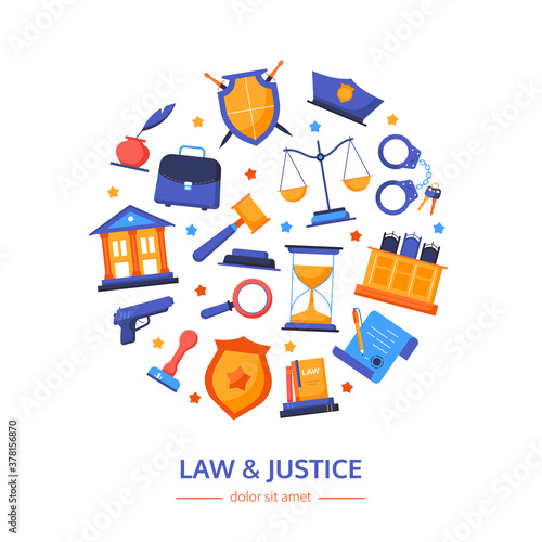 Law and justice - vector flat design style banner