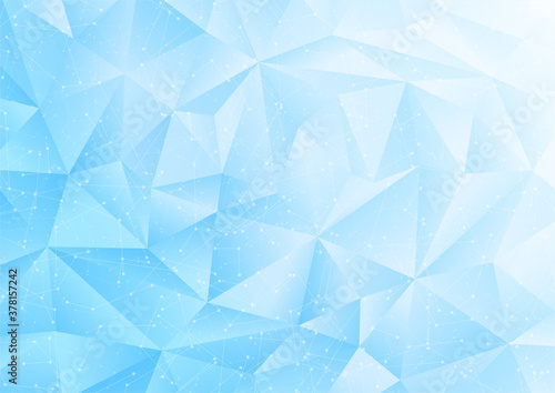 Abstract polygon background with geometric poly pattern (triangle shape texture) and curved digital lines. Light blue technology backdrop useful for presentation, certificate, modern design layout