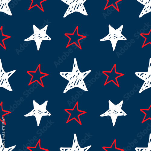 Seamless star pattern. Hand drawn sketch stars