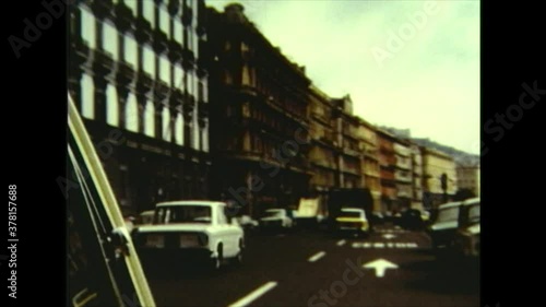Italy / Naples - 1971: City port and traffic from car window.	Amateur film clip from the 1970's. 