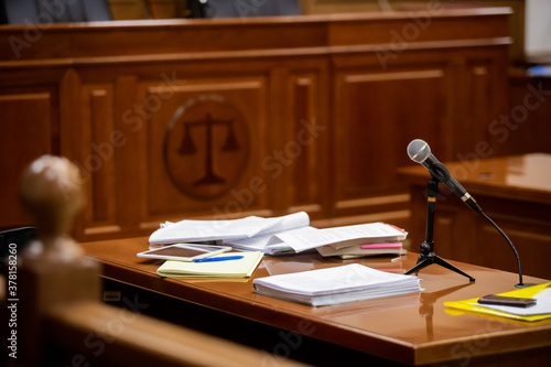 Photo Microphone in the courtroom of the Russian court