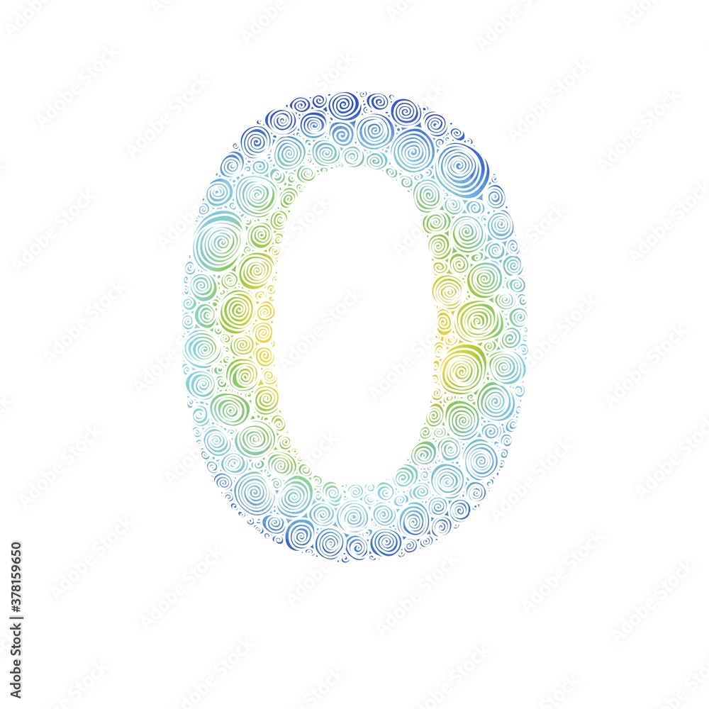 Zahl 0 Muster Spirale Illustration Regenbogenfarbe Zahl 0 Muster Spirale Illustration Regenbogenfarbe