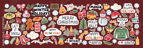 Christmas modern set of stickers