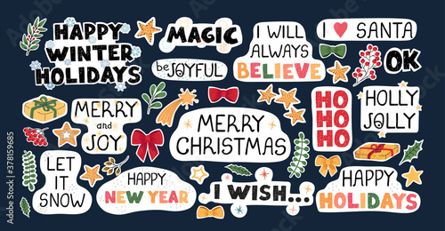 Christmas modern set of stickers