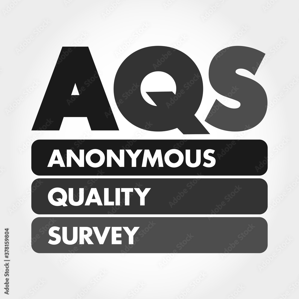 AQS - Anonymous Quality Survey acronym, concept background AQS - Anonymous Quality Survey acronym, concept background