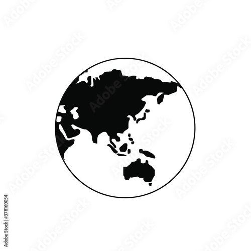 Eastern hemisphere globe icon on a white background, vector illustration