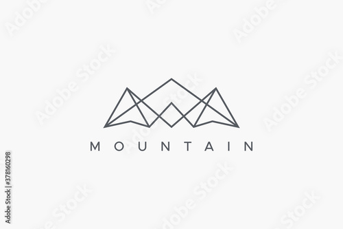 Abstract Mountain Logo. Geometric Shape Mount Symbol Linear Style isolated on White Background. Flat Vector Logo Design Template Element.