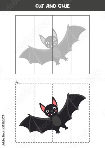 Cut and glue game with black vampire bat.