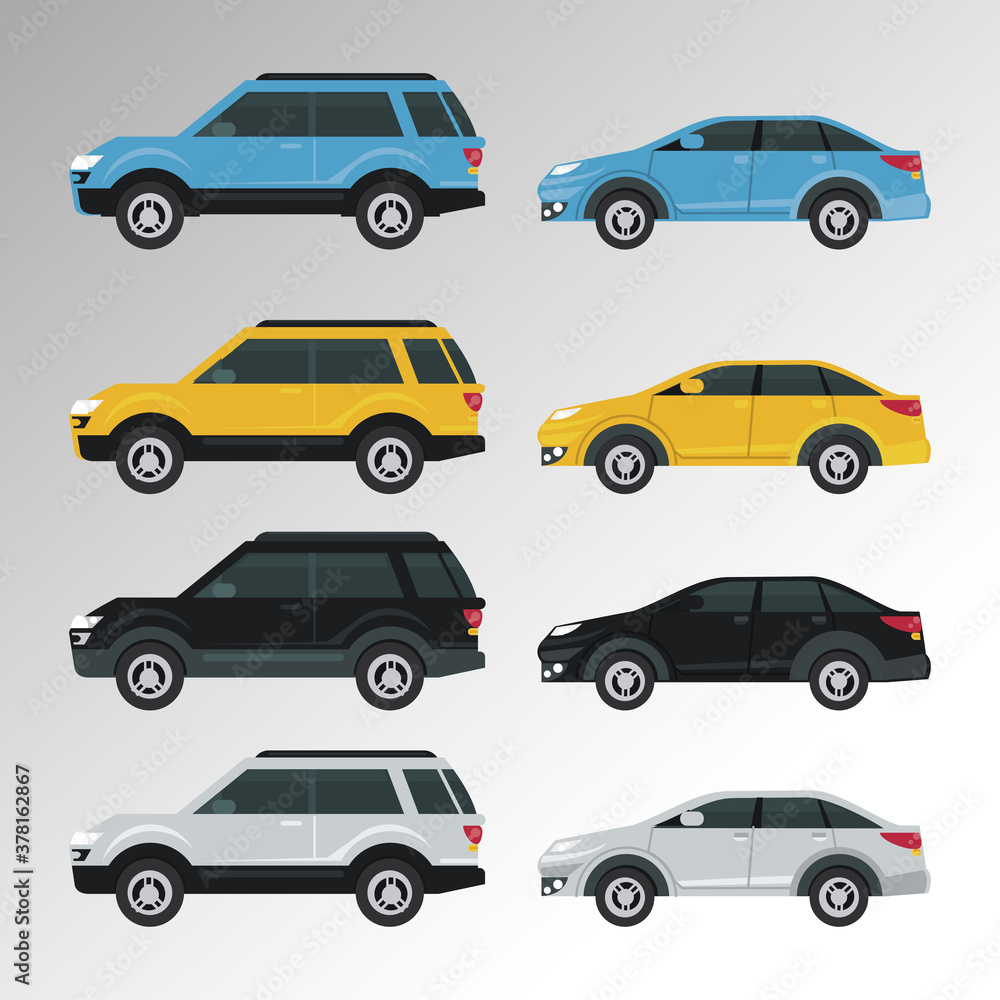 mockup cars set colors isolated icons mockup cars set colors isolated icons
