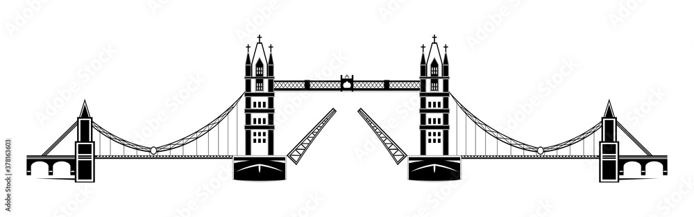 Tower Bridge - The symbol of London England drawing in black and white  vector Stock Vector | Adobe Stock