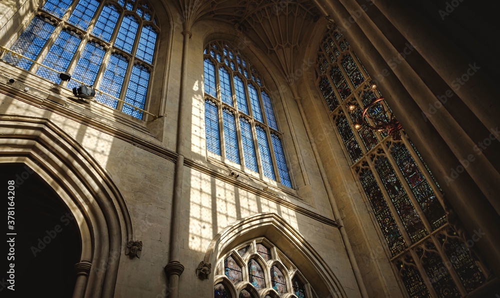 Fototapeta premium stained glass window in a church in the city of Bath in the united kingdom