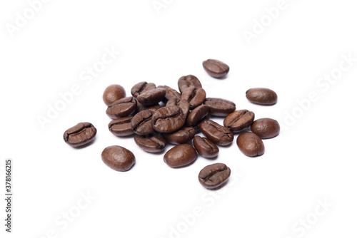 Roasted coffee beans isolated on white background