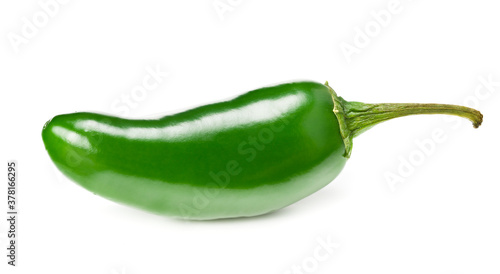 jalapeno peppers isolated on white background. Green chili pepper. Capsicum annuum