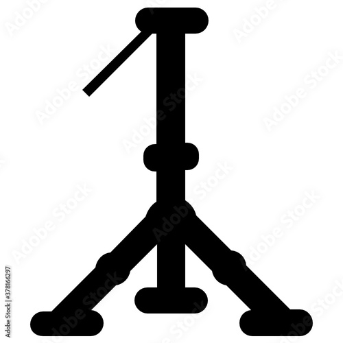 
An upright frame on three legs, tripod flat vector 
