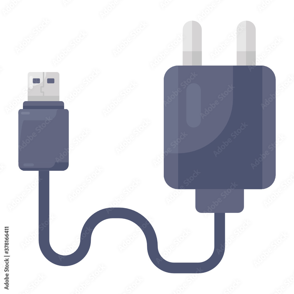 Fototapeta premium Mobile charger icon design in editable style, data cable 