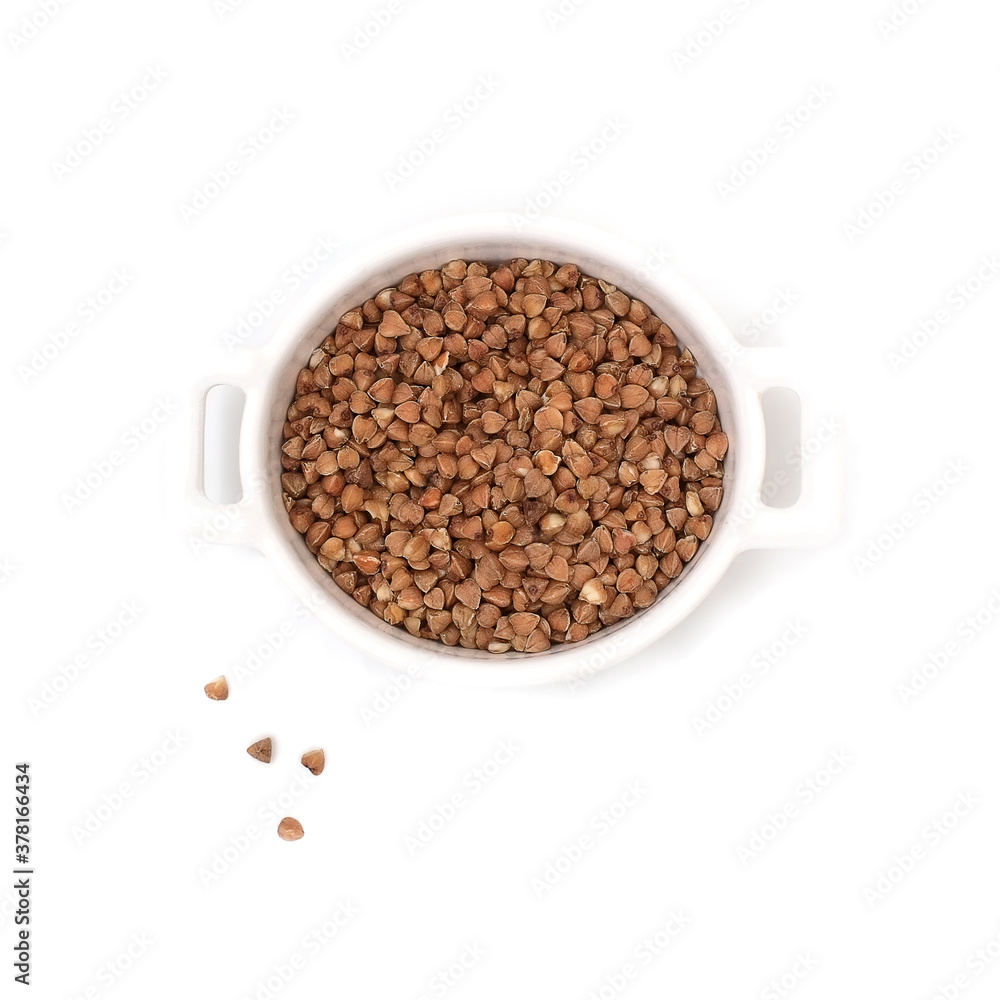 Buckwheat groats in isolated on white background Buckwheat groats in isolated on white background