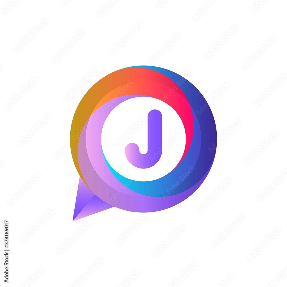 j letter colorful on circle chat icon logo.chat logo minimalist template using modern and gradient style. ellipse chat logo.chat logo j letter colorful on circle chat icon logo.chat logo minimalist template using modern and gradient style. ellipse chat logo.chat logo