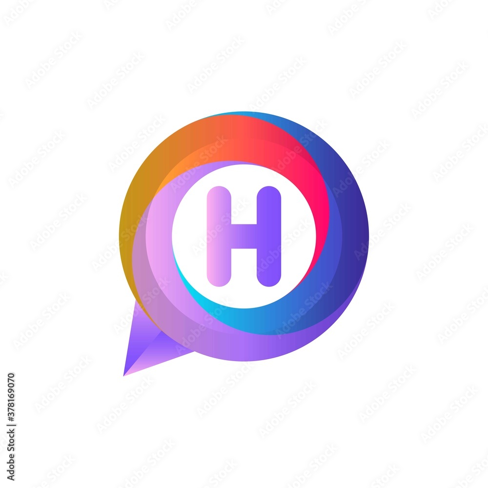 h letter colorful on circle chat icon logo.chat logo minimalist template using modern and gradient style. ellipse chat logo.chat logo h letter colorful on circle chat icon logo.chat logo minimalist template using modern and gradient style. ellipse chat logo.chat logo