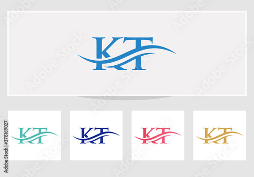 letter KT logo design with modern trendy. Initial KT logo.
KT logo design
