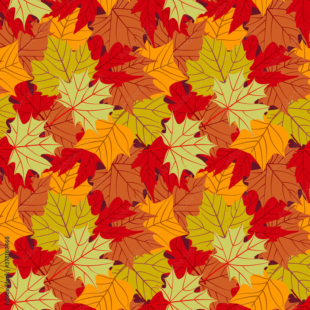 Seamless pattern with leafs. Autumn leaf background.