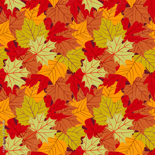 Seamless pattern with leafs. Autumn leaf background.