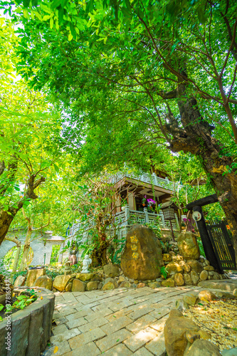 Beautiful scenery in the early sun of Khanh An Pagoda  Ho Chi Minh city  Vietnam - little Japan in Saigon.