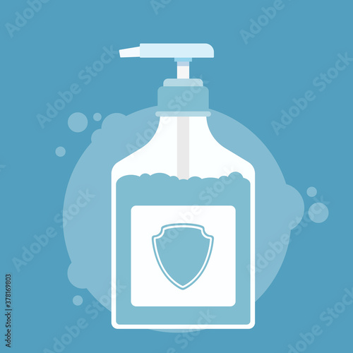 Vector liquid disinfection pump bottle.Disinfectant illustration from hygiene collection.