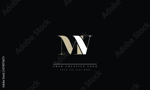 MV ,VM ,M ,V Letter Logo Design with Creative Modern Trendy Typography