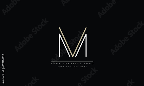 MV ,VM ,M ,V Letter Logo Design with Creative Modern Trendy Typography