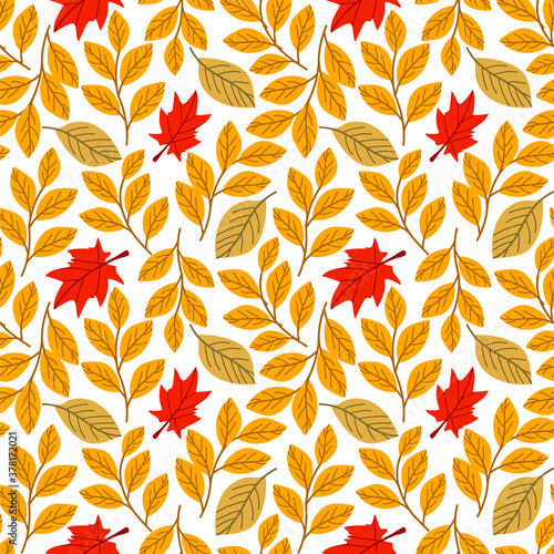 Autumn. Fall. Cute vector seamless pattern. All elements are hidden under mask. Pattern are not cropped and can be edited.