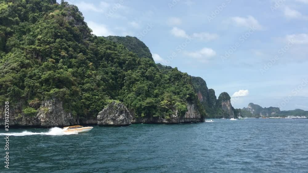 Arriving at Phi Phi Islands Thailand by boat Arriving at Phi Phi Islands Thailand by boat