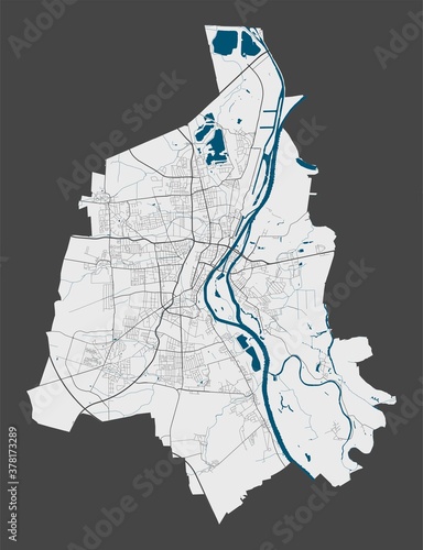 Detailed map of Magdeburg city, Cityscape. Royalty free vector illustration.