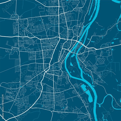 Detailed map of Magdeburg city, linear print map. Cityscape panorama. photo