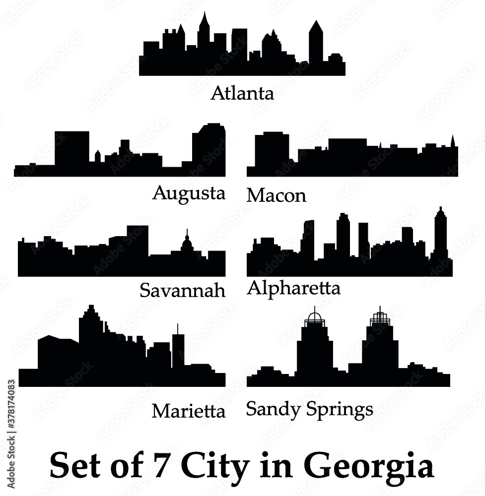 Set of 7 City in Georgia ( Atlanta, Savannah, Augusta, Macon, Alpharetta Sandy Springs, Marietta )