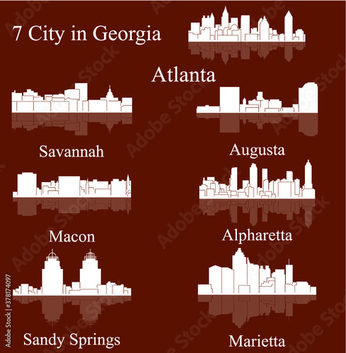 Set of 7 City in Georgia ( Atlanta, Savannah, Augusta, Macon, Alpharetta Sandy Springs, Marietta )