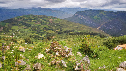 meadow in the mountains of kuelap in chachapoyas peru photo