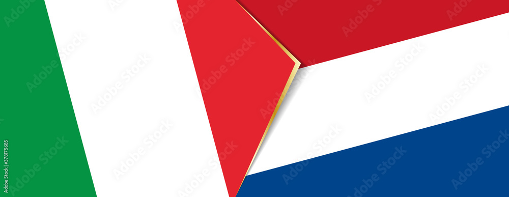 Italy and Netherlands flags, two vector flags. Italy and Netherlands flags, two vector flags.