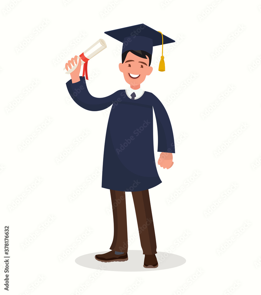 A graduate with a diploma. The guy in the mantle finished his studies at the university. A graduate with a diploma. The guy in the mantle finished his studies at the university.