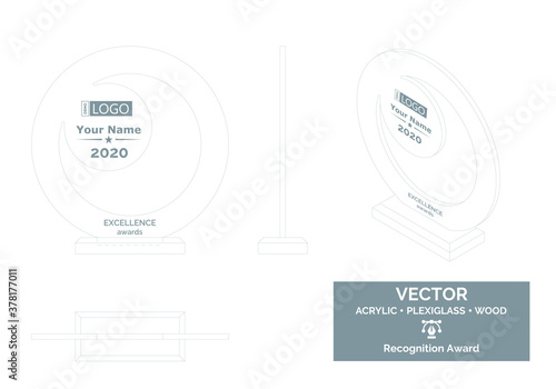 Moon Trophy Vector Template, Business trophy Distinction Award, Corporate Recognition trophy Award