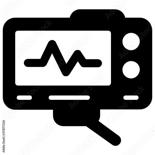 
Heart health palpitation monitoring, icon of ecg monitor in flat design
